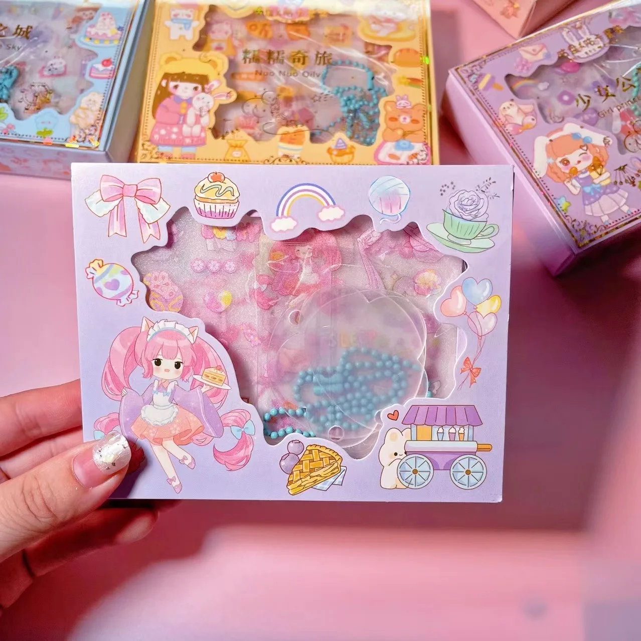 Set Kartu Goo DIY Stiker Gu-Card Set Kotak Hadiah Rekening Tangan Set Stiker Gu-Card Estetika