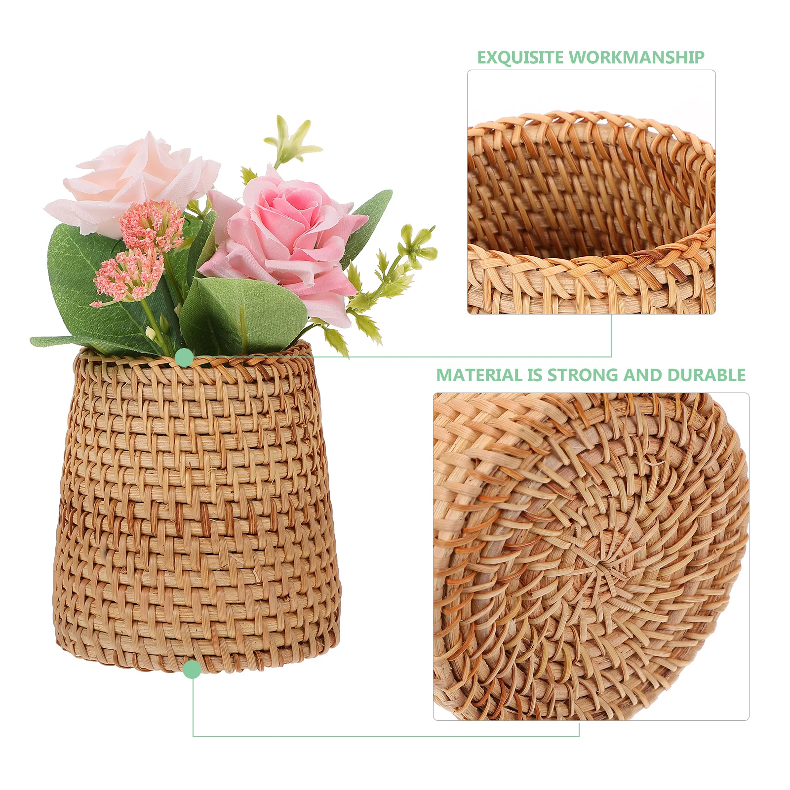 

1Pcs Desktop Pen Holder Woven Storage Basket Compact Sundries Organizer Multifunctional Stationery Makeup Container