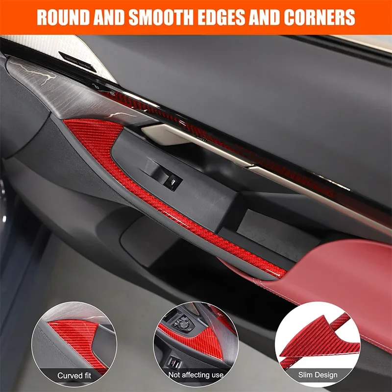 For BMW 5 Series G60 2024 Soft Carbon Fiber Car Front Door Inner Armrest Panel Cover Trim Sticker Car  Accessories