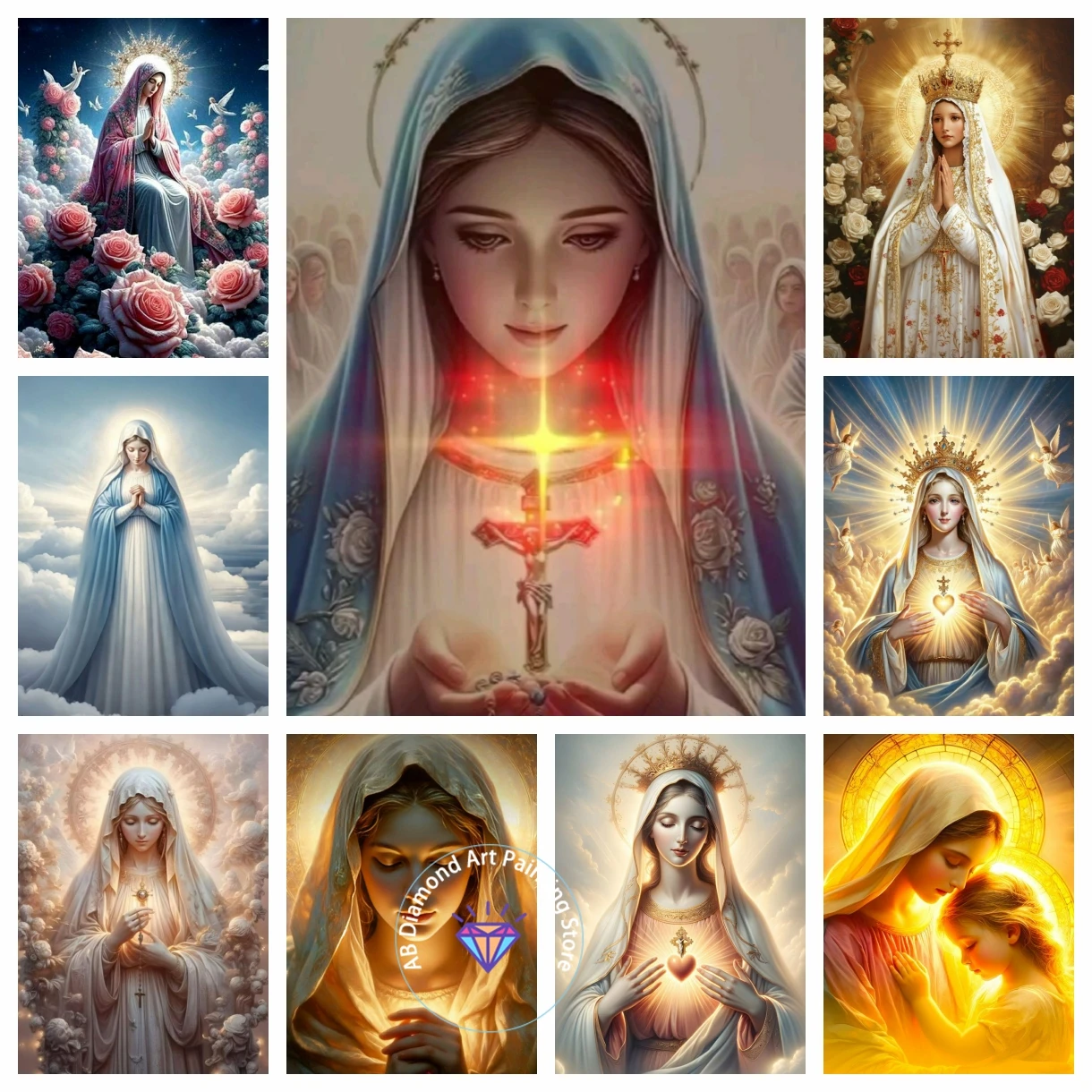 

Virgin Mary Mother of Jesus AB Diamond Painting Kit 5D Diamond Embroidery Cross Stitch Handmade Art Gift Crafts Home Decor Gift