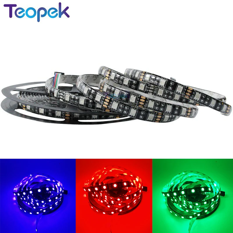 Black PCB 5050 LED Strip,DC12V,60LED/m,5m 300LED,IP20/IP65 Waterproof,RGB,White,Warm White,Red,Green,Blue RGBW RGBWW