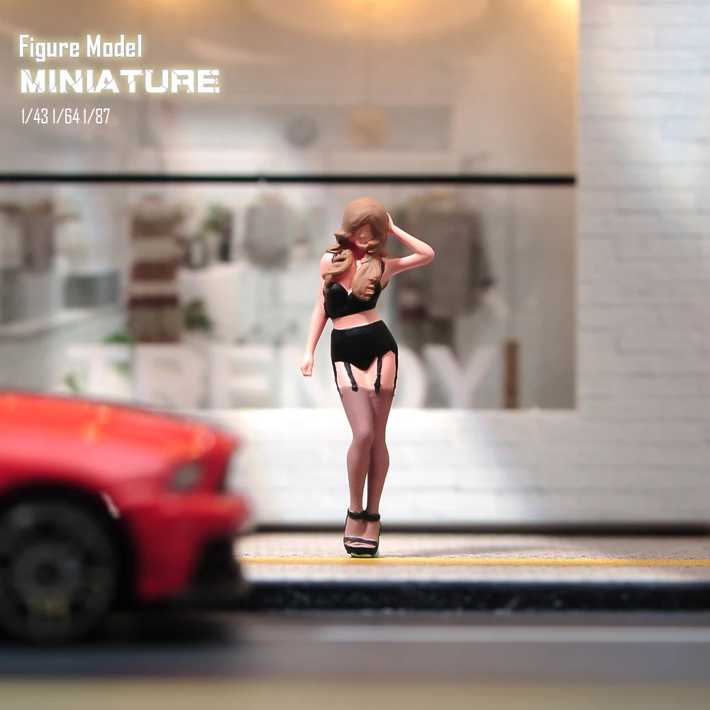 Miniatures Figures 1/87 1/64 1/43 1/24 Sexy Car Model Beauty Figure People Model Diorama Dolls Creative Photography Scene Prop