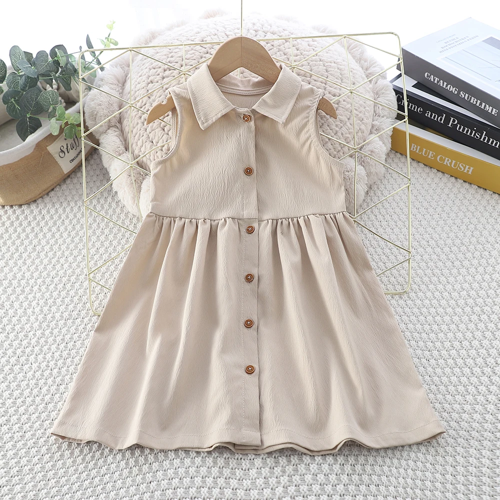 Humor Bear Mädchen Freizeitkleid Neue Mode Einfarbiges Hemdkragen-Strickjackenkleid Mädchen Vestidos – Detail 2