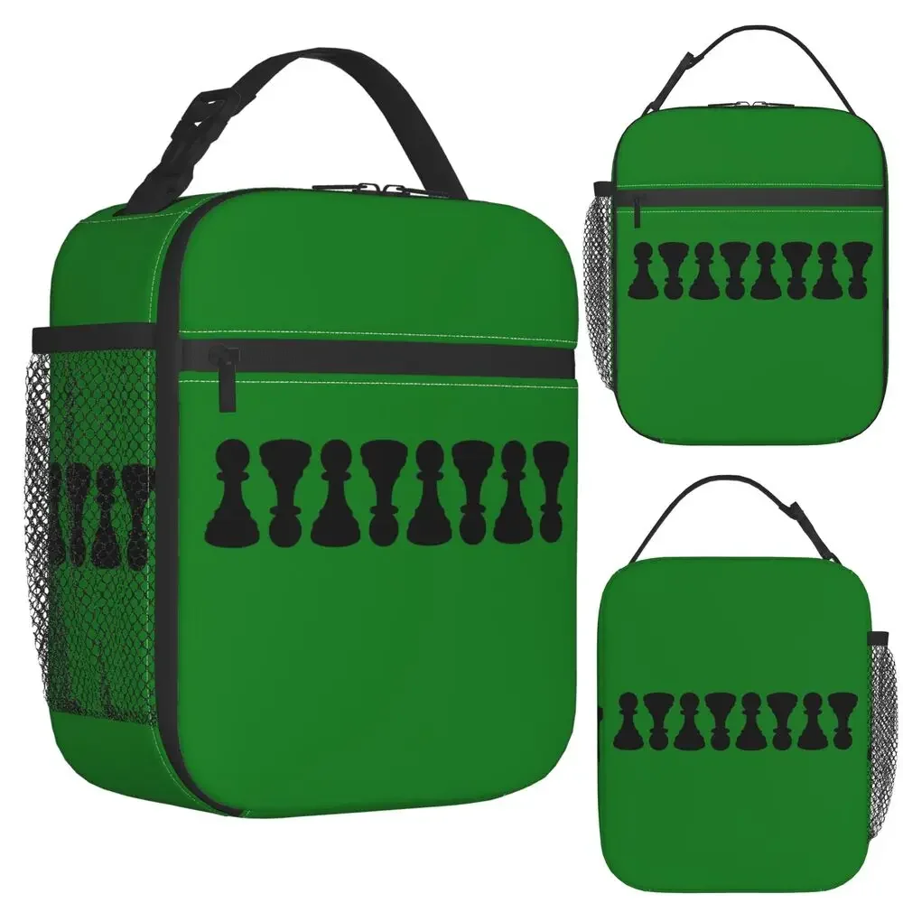 Chess Pieces On Board Chessboard Insulated Lunch Bag for Women Kids Portable Food Boxes Thermal Lunch Box Tote