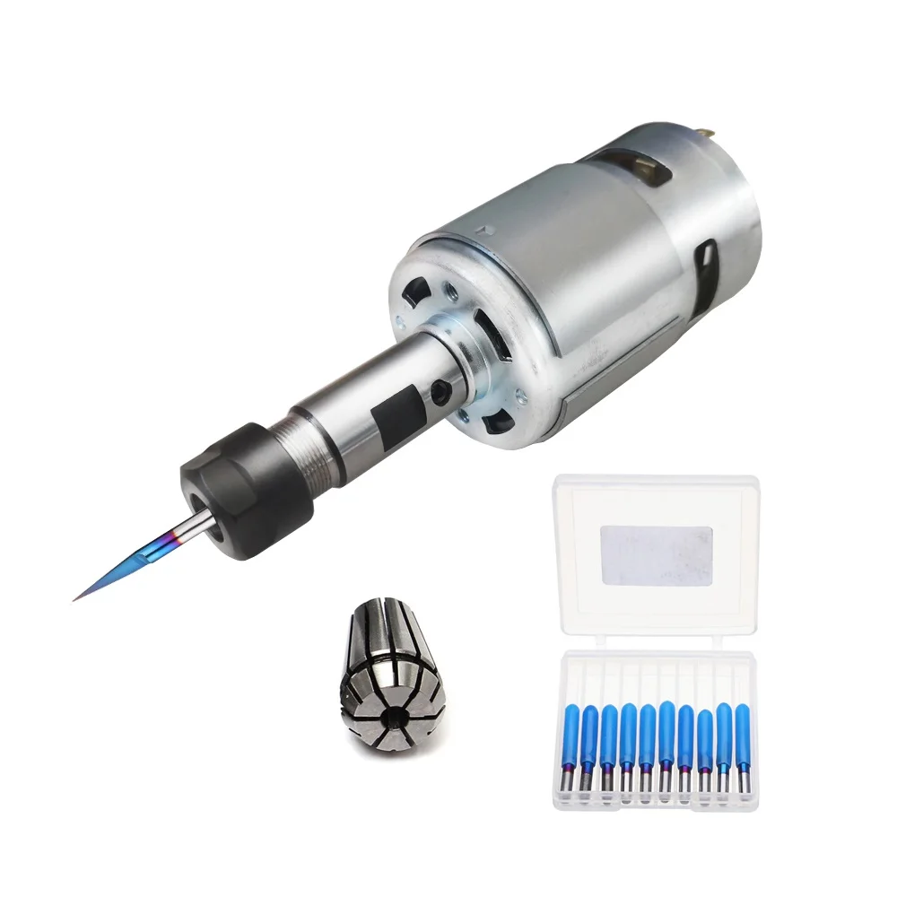 775 DC Motor 12-36V 4000-12000 RPM Ball Bearing Spindle Motor with ER11 Extension Rod Carving Knife for CNC Router Machine