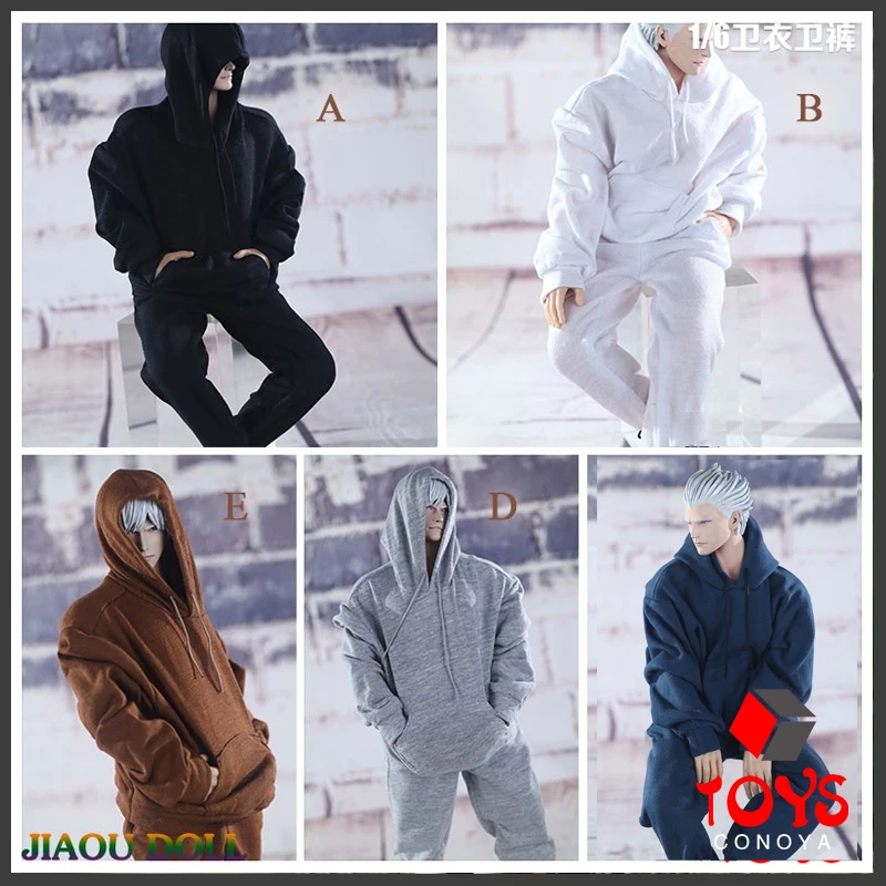 

JO23M-01 1/6 Scale Male Sweatshirt and Sweatpants Set Loose Sports Clothes Model Fit 12'' Soldier Muscale Action Figure Body