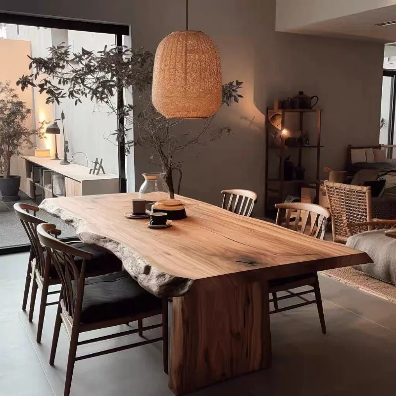 Designer Wood Dining Table Brown Unique Party Wooden Luxury Dinner Table Workstations Restaurant Mesa De Jantar Home Furniture