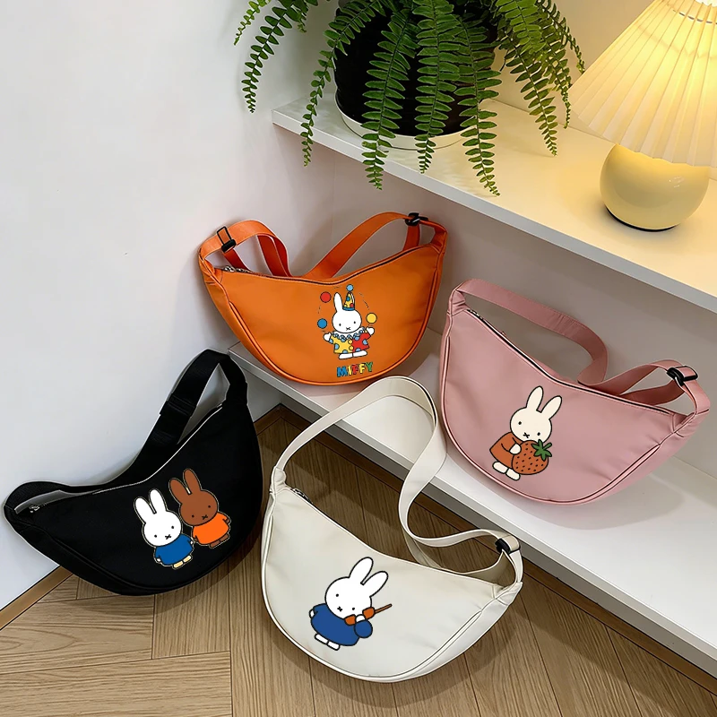 

New Miffys Boy Girl Shoulder Bag Anime Cartoon Crossbody Bag Woman Man Kawaii Portable Handbag Fashion Chest Pouch Birthday Gift