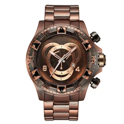 2023 Autumn New Antique Copper Watch Waterproof Steel Band Casual Matching Men's Quartz Watch Antique Watch