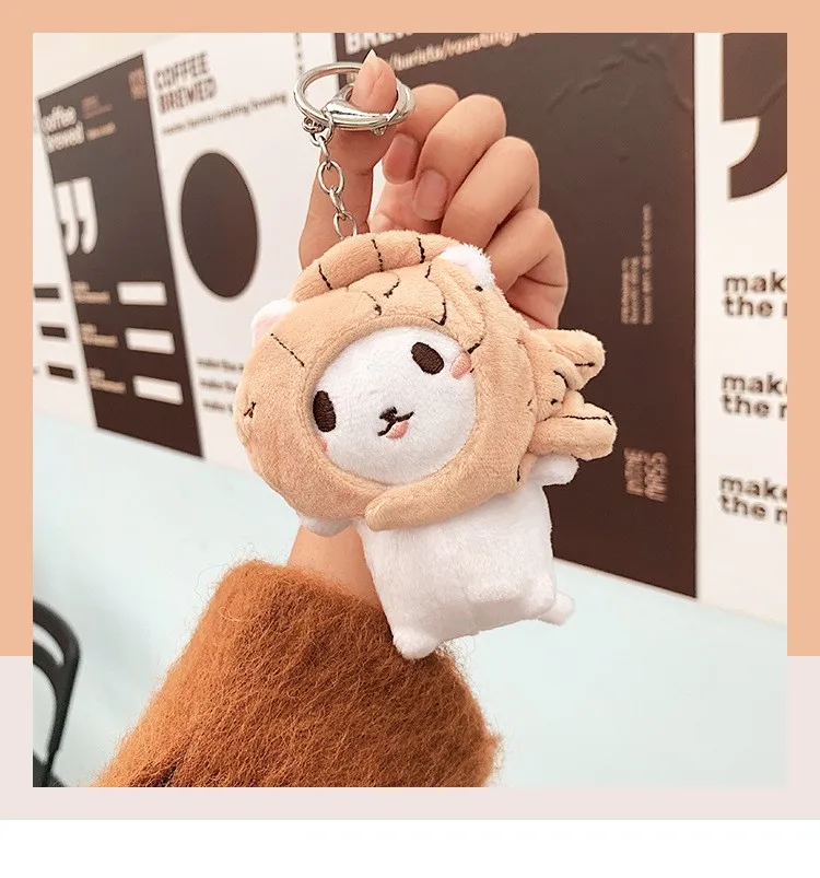 Couple New Trinket Gift Keyring Lady Girl Cute Plush Pp Cotton Cat Taiyaki Key Chain Creative Animal Pendant Detachable Doll 키링