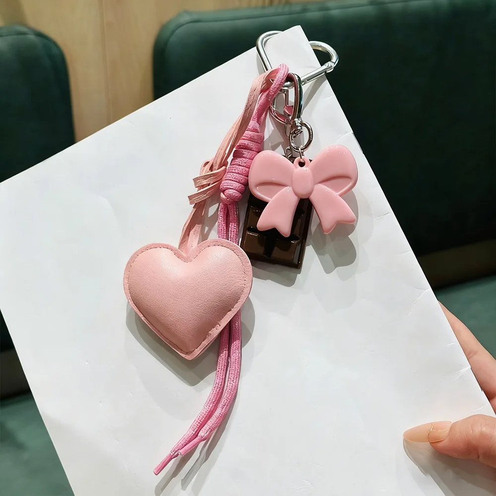 

Акриловый шоколадный орнамент, кожаный брелок в форме сердца, сумка, плетеный шнур, кисточка, ремешок с сердечком, подвеска для багажа, дизайн с бантом