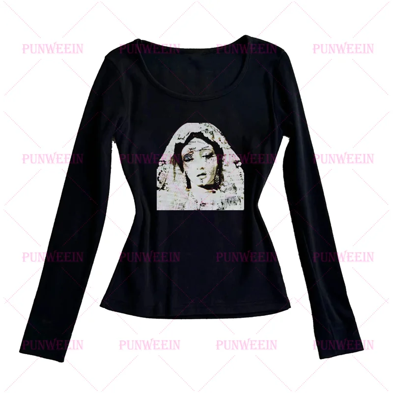 Virgin Mary Harajuku Long-sleeve Tees Aesthetic Y2k Graphic Sexy Long-sleeve Top 2000s Kawaii Tops Fairy Vintage Long-sleeve top