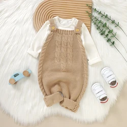 Baby Rompers Sleeveless One Piece Knitted Newborn Boys Girls Jumpsuits Outfits 0-18m Solid Color Infant Unisex Overalls Costumes