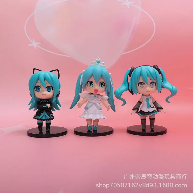 6Pcs Anime Cartoon Hatsune Miku Model Figure Creative New Desktop Ornament Doll Toy Bedroom Office Accessories Gift for Friends