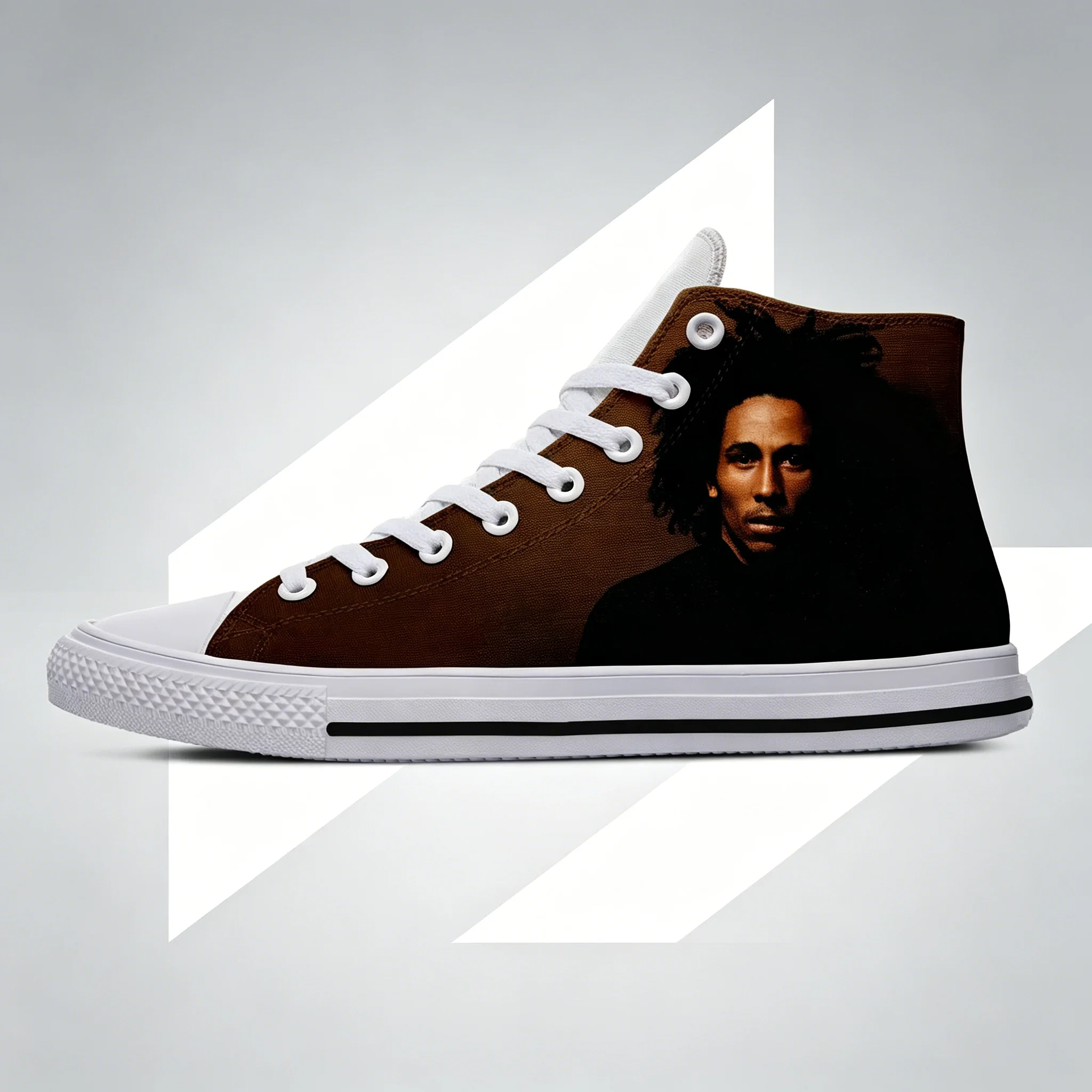 

Bob Marley Music Album High Top Casual Shoes Full Coverage Print Soft Sole Unisex Walking Sneakers