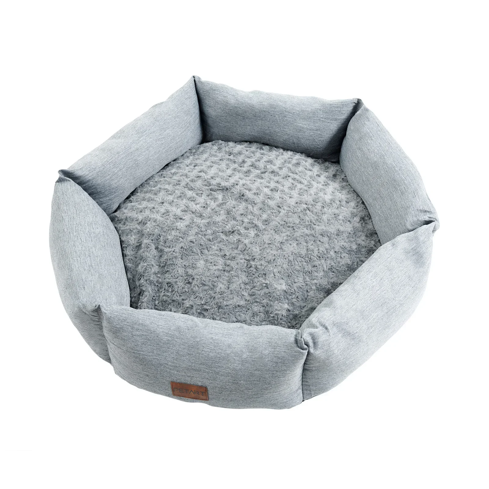 Rose Velvet Hexagonal Dog Bed for Small Medium Large Dogs Durable Calming Down Dog Sofa Soft Sleeping Fluffy Fur Plush Dog Couch