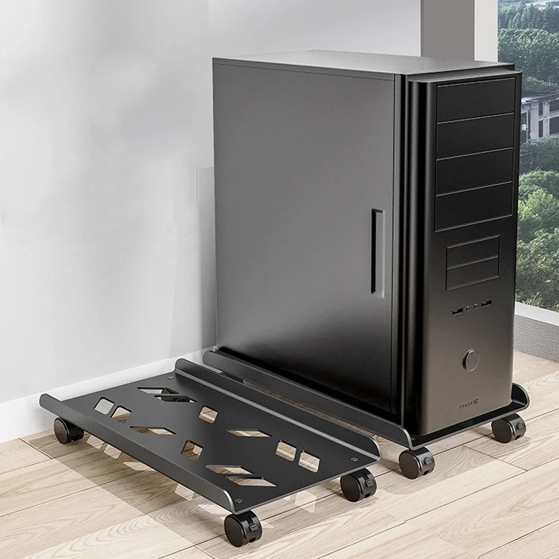 Mobile CPU Stand, Steel PC Tower Stand CPU Holder with Rolling Caster Wheels, Computer Tower Stand Fits Most PC for Home Office