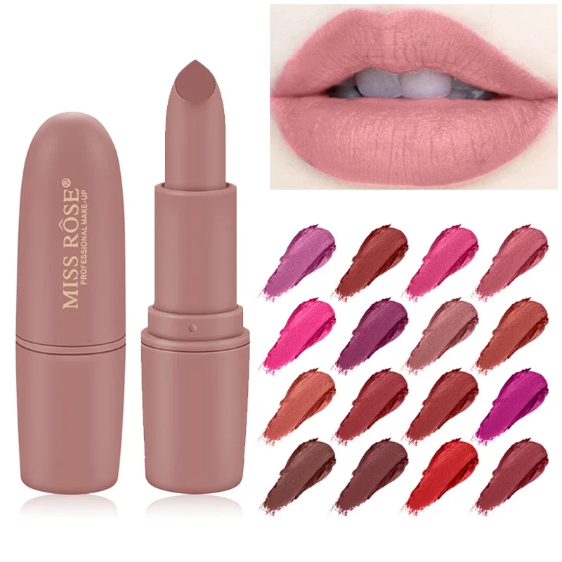 New Matte Lipstick for Women Sexy Brand Lips Color Cosmetics Waterproof Lipstick Long Lasting Miss Rose Lip stick Nude Makeup