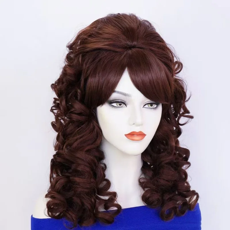 

Women's Long Curly Brown Red Mixed Color Ladies Hair Wig