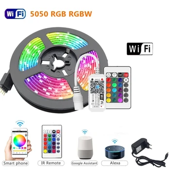RGB RGBW LED şerit işık 60Leds/m su geçirmez Led ışık Wifi Alexa kontrol oda için esnek şerit bant Room Led dekor aydınlatma