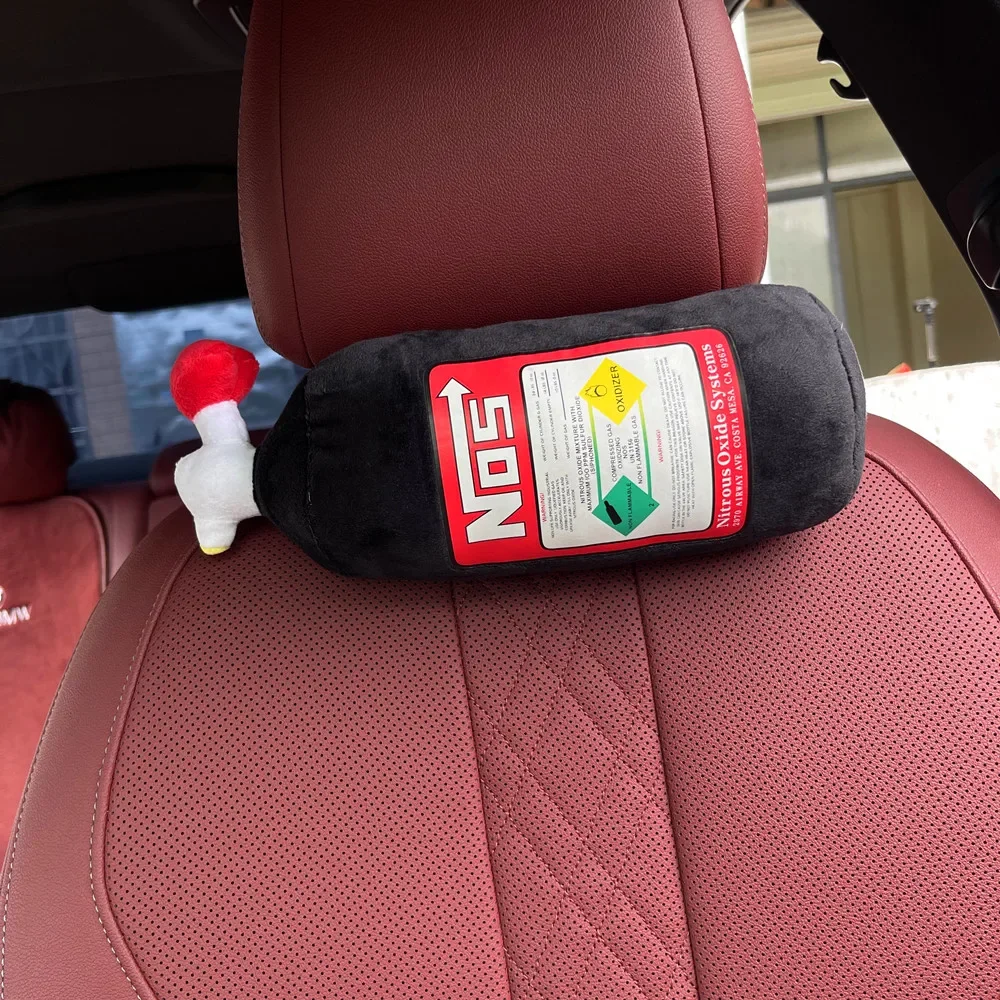 2024 New Car Neck Pillow Car Headrest for Driver Front Passenger Seat NOS Bottle Pillow Car Decor Headrest Cushion Plush Pillow image 4