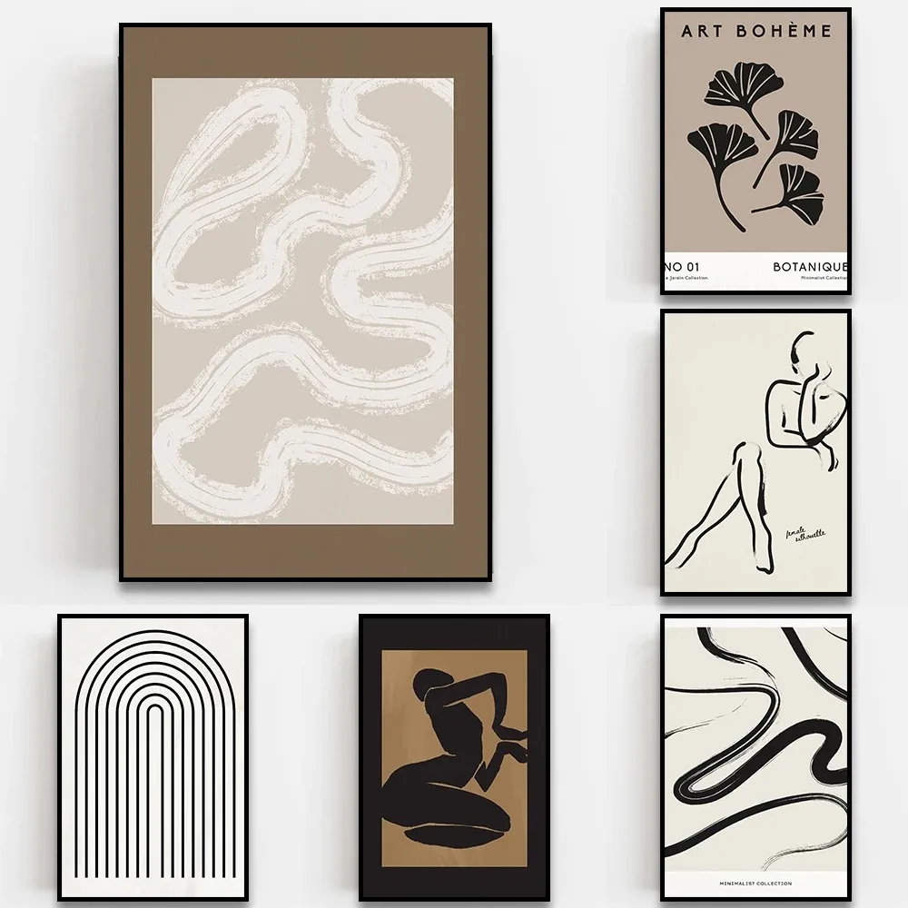 البوهيمي نمط الحد الأدنى قماش اللوحة مثير فتاة مجردة خط المشارك طباعة الشمال جدارية جدار الفن غرفة المعيشة ديكور المنزل