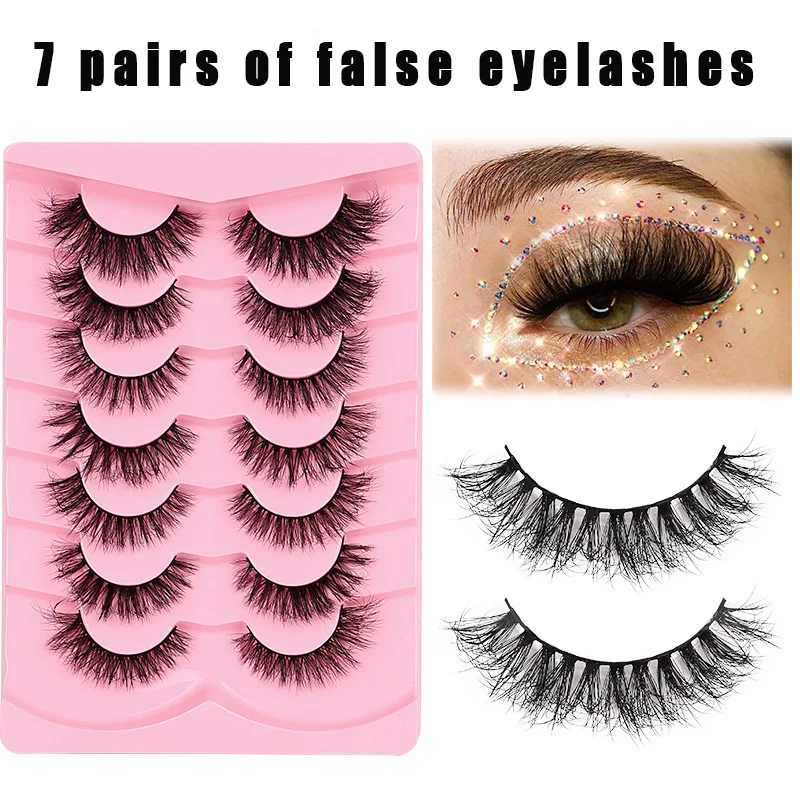 

New Style Messy Makeup False Eyelashes With Seven Pairs Of Three Dimensional Curly And Fluffy Eyelashes Extending Eyelashes