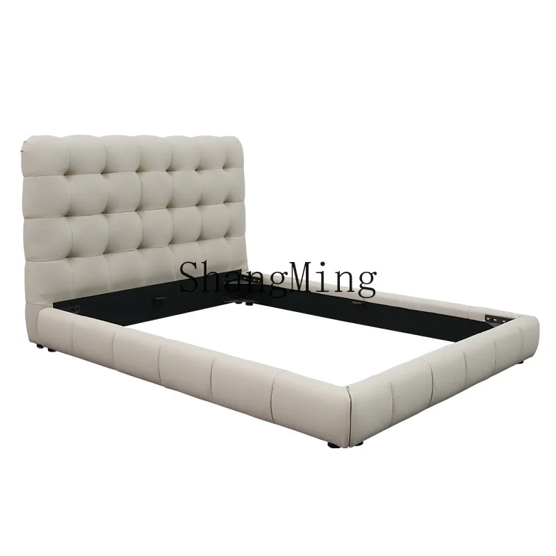 

ZYY Modern Simple Light Luxury Leather High-end Puff Cream Wind Double Bed Master Bedroom Queen Bed