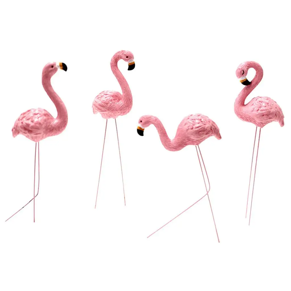 4Pcs Animal Flamingo Decoration Landscape Decoration for Courtyard