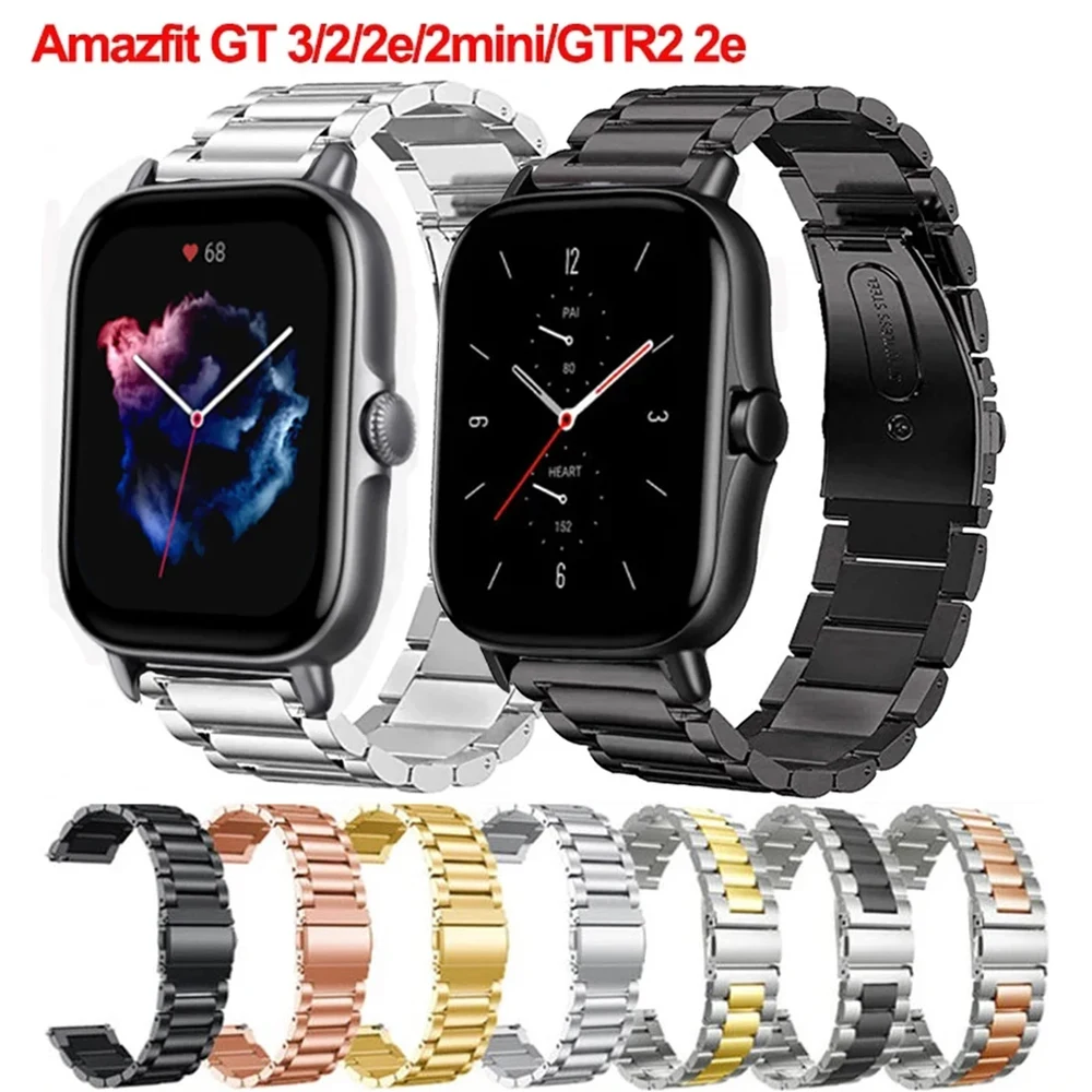 Stainsteel Steel Strap For Amazfit GTS 3 2/2e/4mini Metal Band For Amazfit Bip 3 3Pro GTR 2 2e Bracelet GTR 4 3 3Pro 42mm 47mm