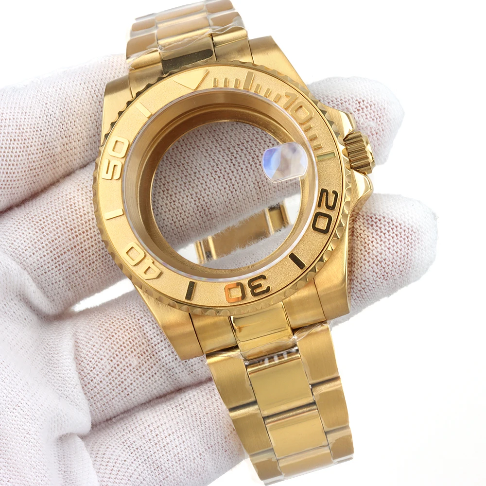 NH35 40mm Gold Watch Case Polish Oyster Bracelet Solid Stainless Steel For Yacht-Master NH34 NH35 NH36 NH38 Movement SUB GMT