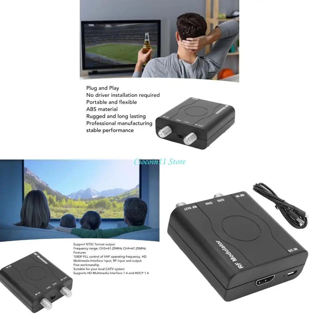 

Y1UB RF -конвертер Play Adapter поддерживает частоту VHF и совместимость HDCP 1.4