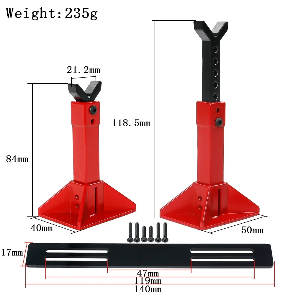 Symulacja metalu gniazdo z regulacją wysokości RC uchwyt samochodowy stojak dekoracja dla 1/8 1/10 gąsienica RC oś SCX10 TRX4 D90