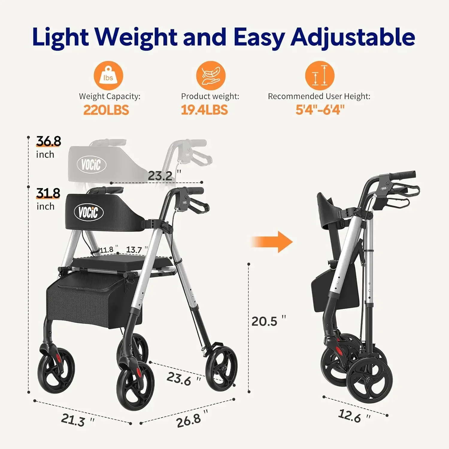 Walking Aids Multifunctional Rollator Walker for Elderly Assist Walking Aluminium and Steel Combined Material With Basket