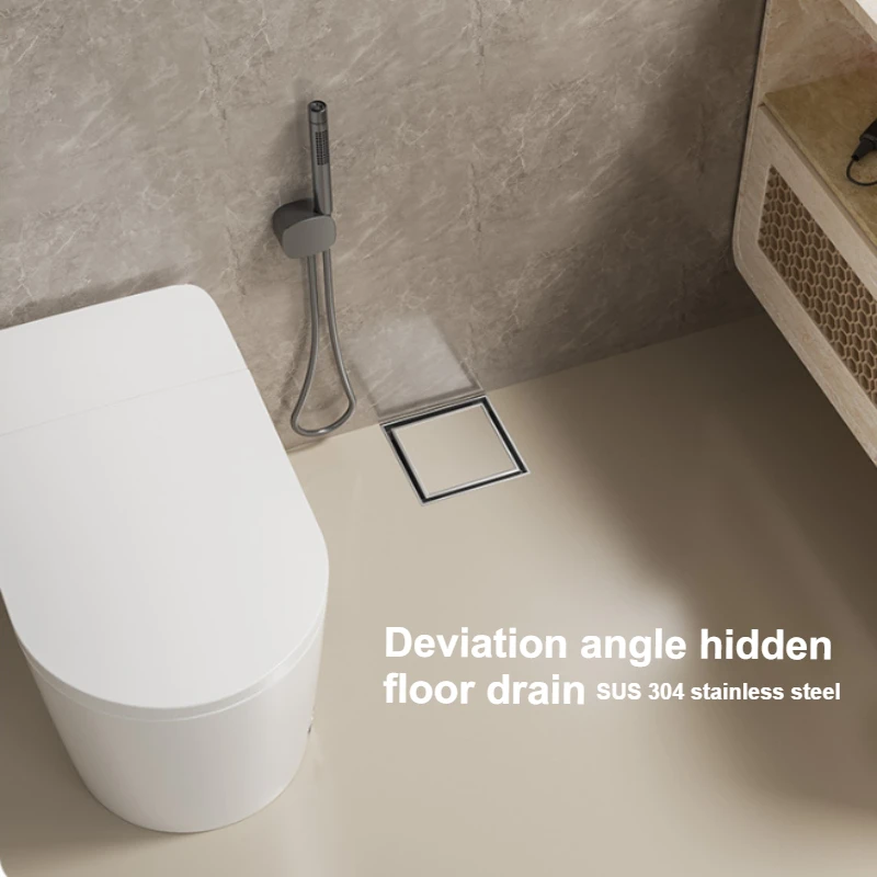 

SUS 10x10cm Rustproof Durable Floor Drain Grey & Brushed Tile Insertable Eccentric Offset Floor Drain Anti-odor Misaligned Sewer