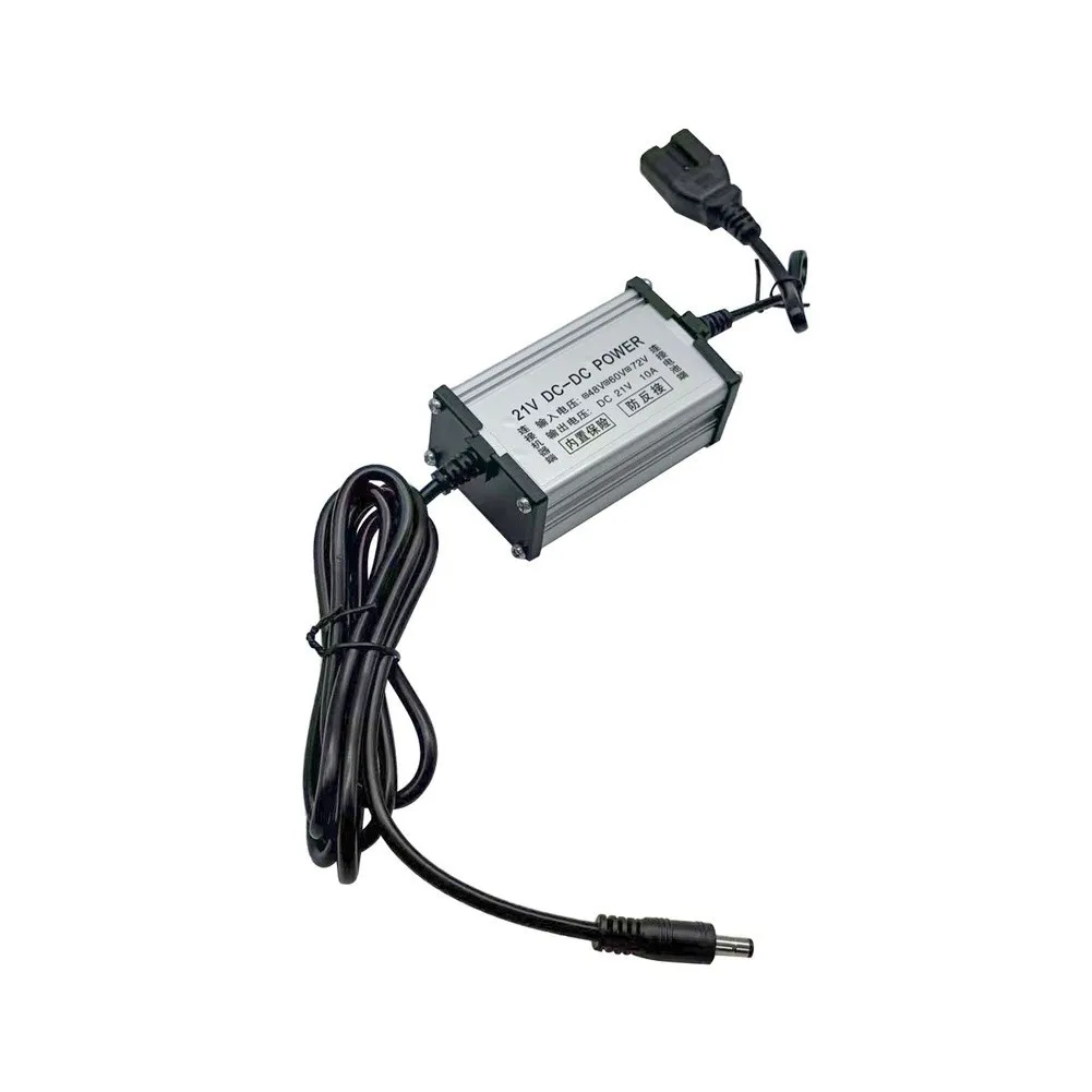 21V DC Power Converter Cable Rated for 10A Continuous Load with Input Range 36-72V and Robust Metal Plastic Build