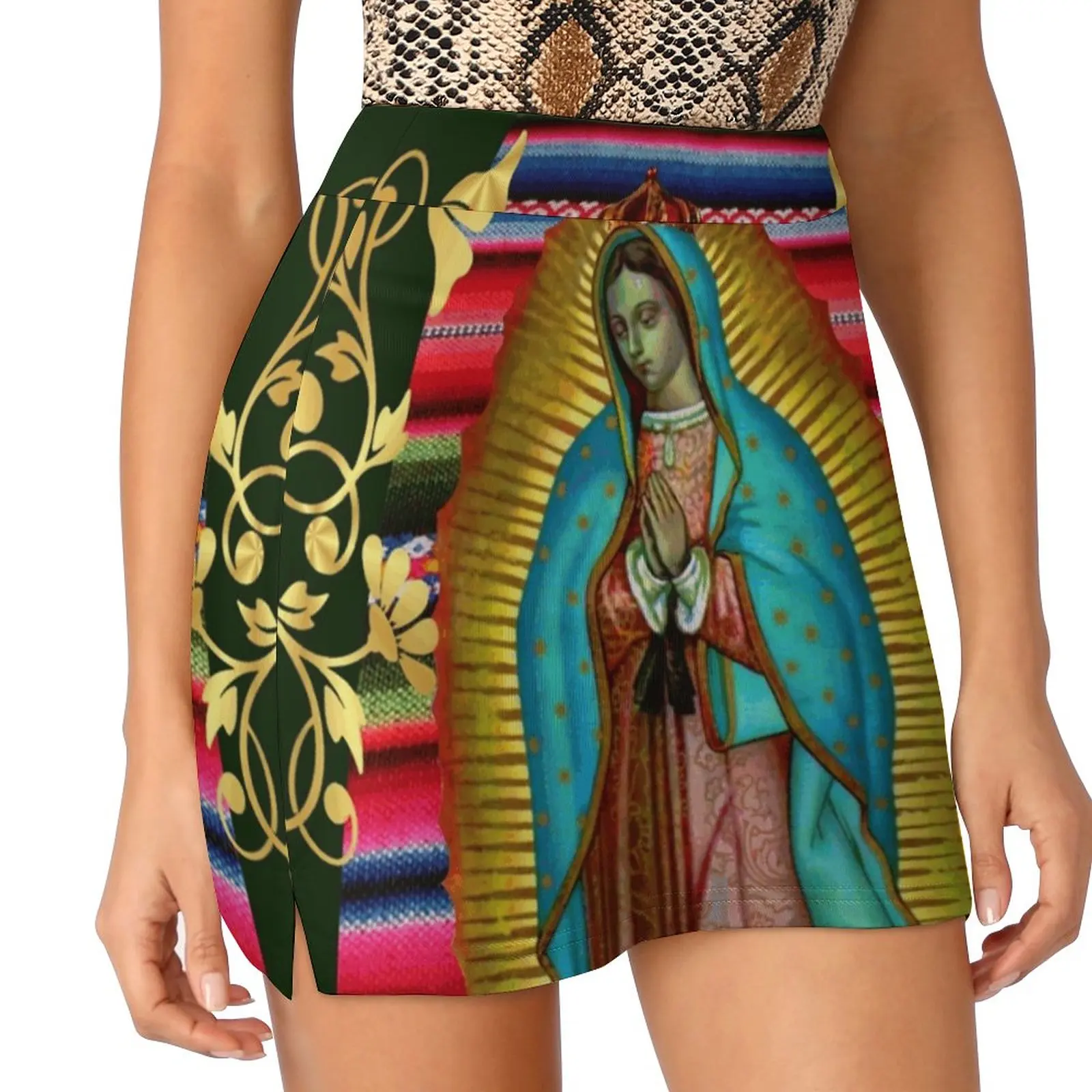 Our Lady Of Guadalupe Virgin Mary Zarape 08 Women's skirt Mini Skirts A Line Skirt With Hide Pocket Guadalupe Our Lady Of