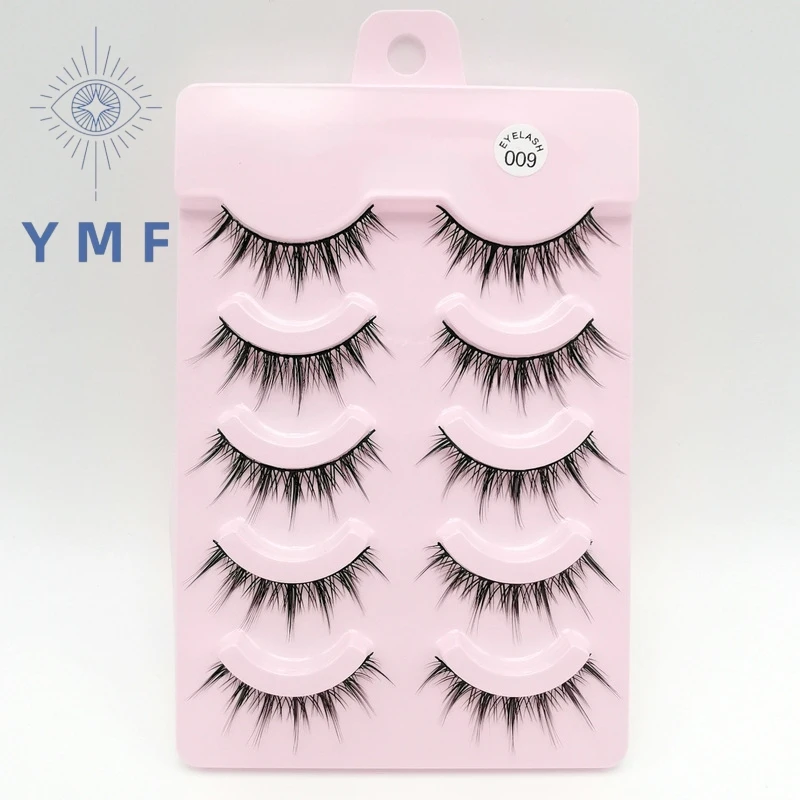 5 pairs COS little devil false eyelashes single cluster segmented comic eyelash fairy hair natural nude makeup model