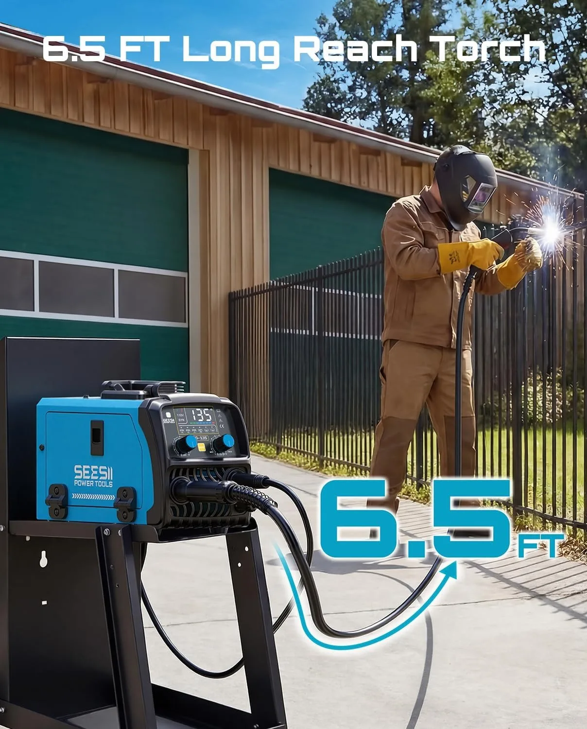SEESII 3-in-1 MIG Welder 135Amp Mig Welding Machine  Portable Mig Welder with 7.7lbs Portable IGBT Inverter Technology Digital Display Screen With IGBT & Multi-Safety Protection