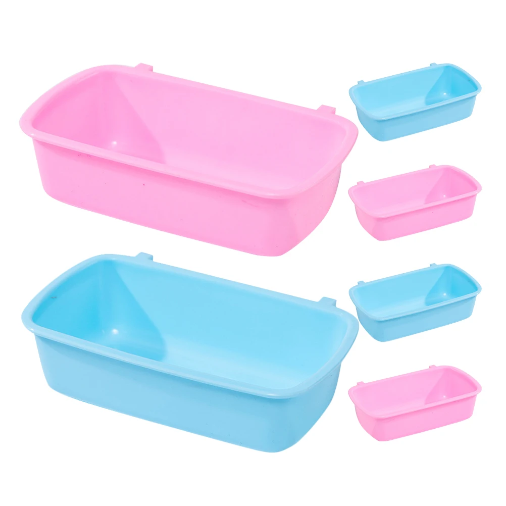 

6pcs Pet Food Box Hamster Bowls Hanging Feeder Small Animal Water Bowls Rat Feeding Bowl Guinea Pig Dish PP Material Safe