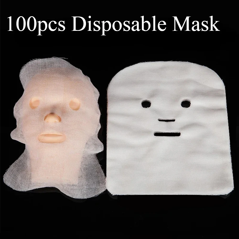 100PCS Disposable Cotton Face Film Full Face Cleaner Mask Neck Stickers Paper Transparent Soft Non-Irritating Masks Wrap Facial