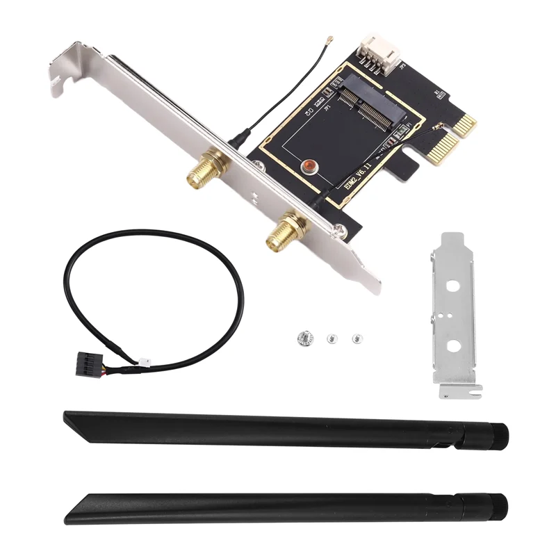 Adaptador de cartão wi-fi pci express de conectividade sem fio com 2 antenas externas