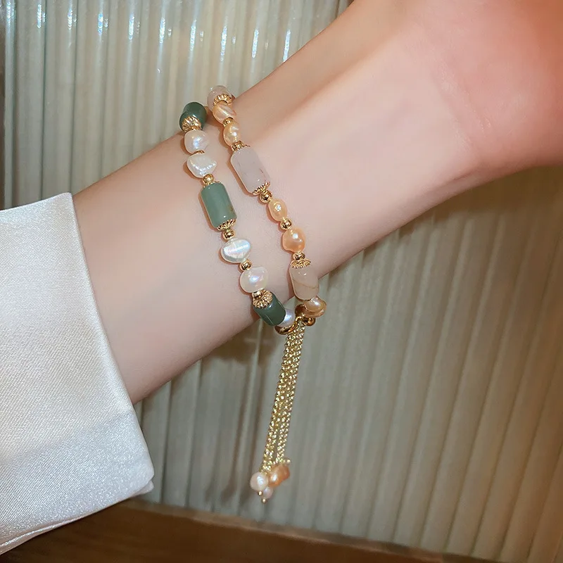 100% natürliche Süßwasser Perle & Jade Stein 14K Gold Gefüllt Weiblichen Charme Armband Schmuck Für Frauen Neue Jahr Geschenke nie Verblassen – Detail 3