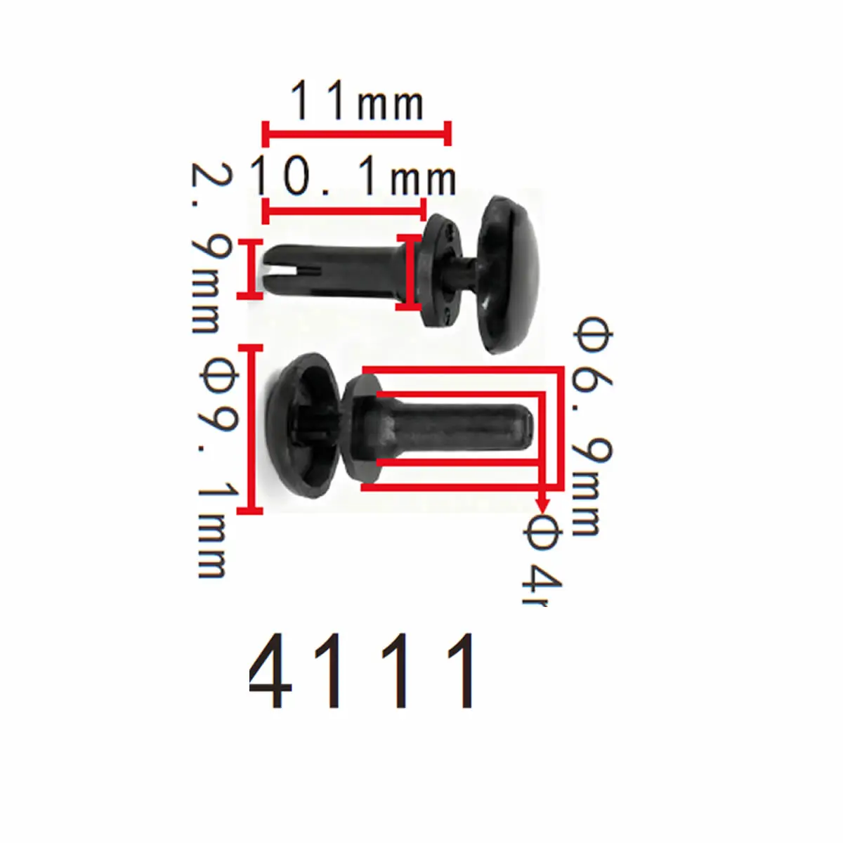 50/100x for Tesla Model 3 Push Pull Rivet 3x7.5-8.5 Grip PA6 1112572-00-A 111257200A