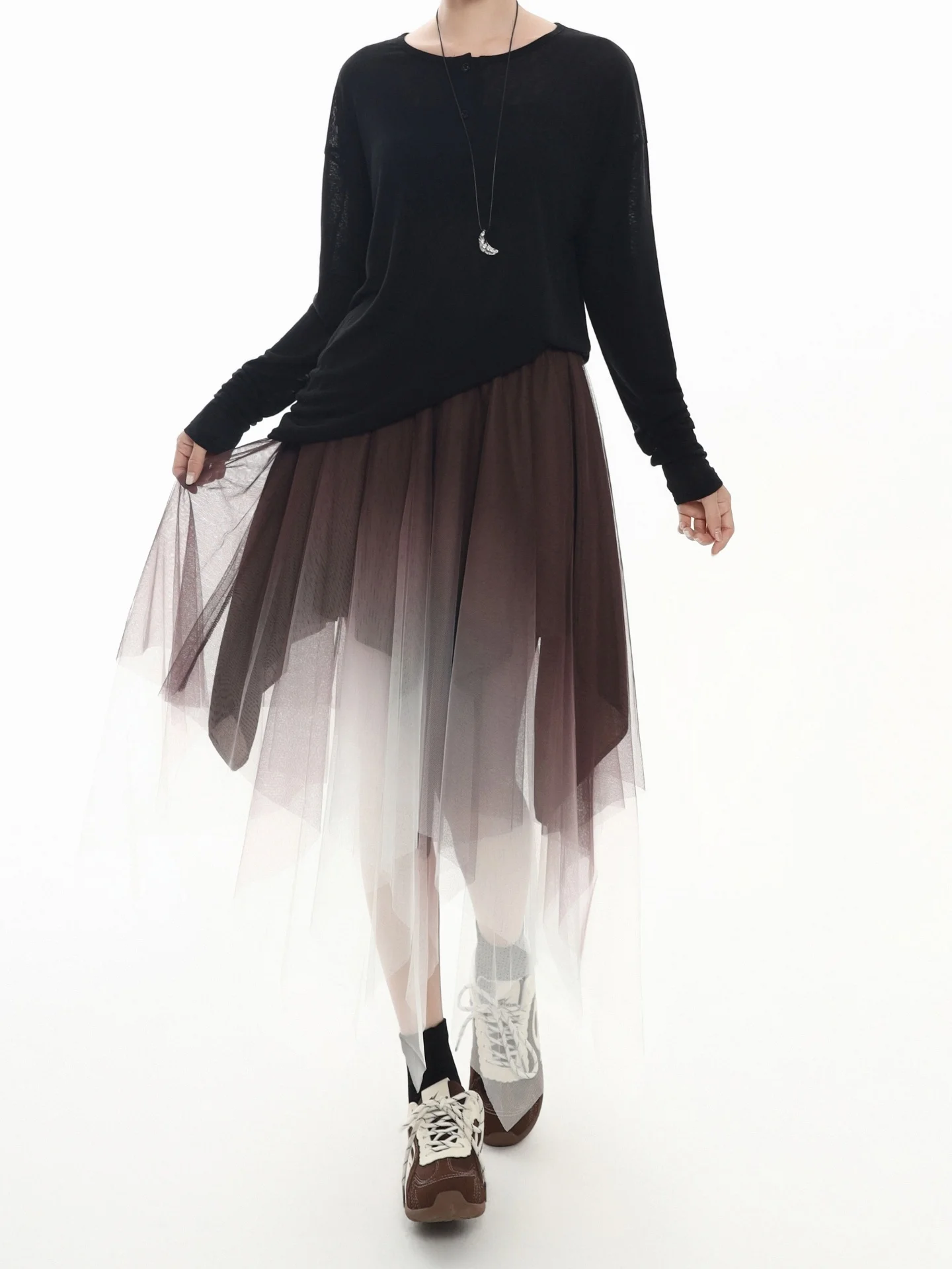 

UKGOTY Dark Style Gradient A-Line Skirt Half-length Asymmetric Sweet Cool Women's Summer Polyester Fiber High Waist Skirt