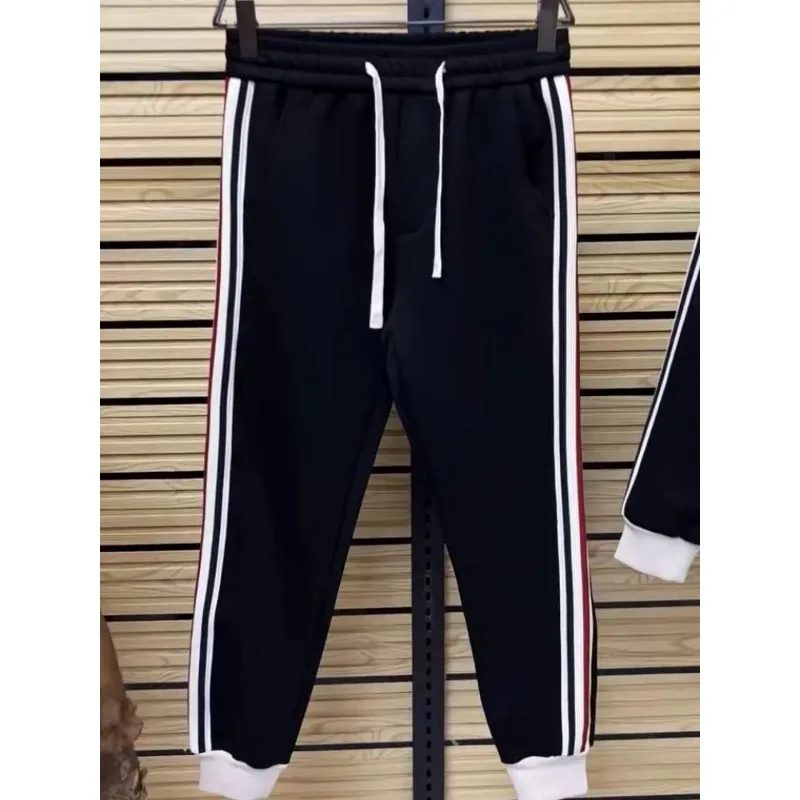 Men's Clothing Spring and Autumn high quality Collar Casual Striped Sports suit Fashion Trendy Brand Pants suit Two-piece Set