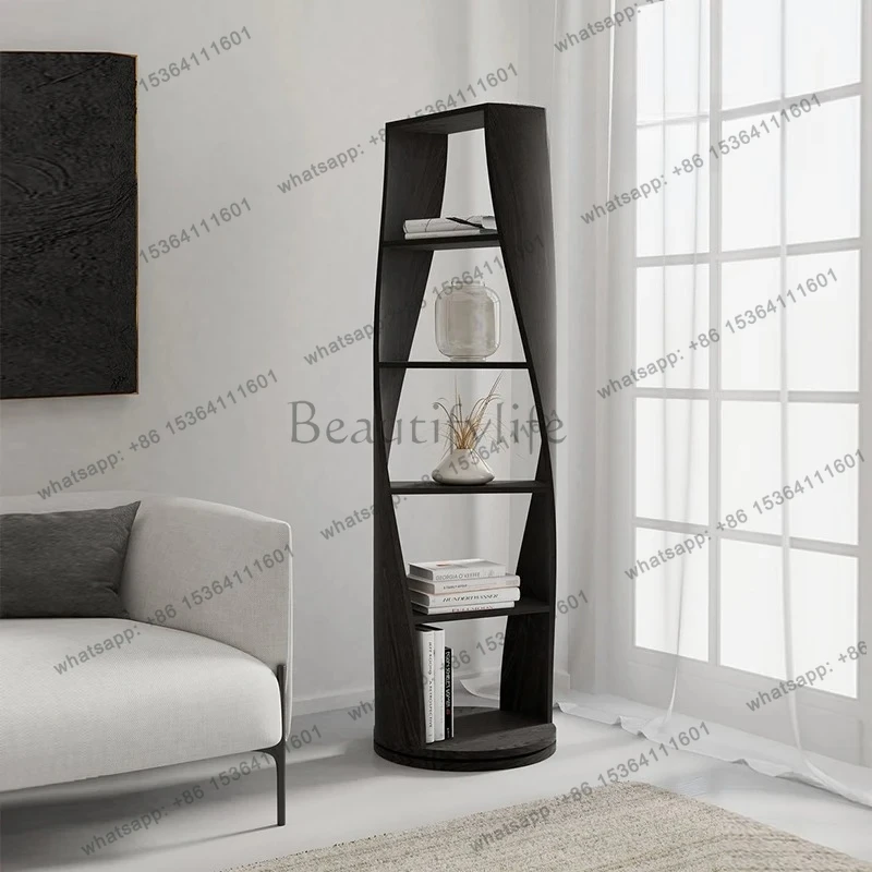

Creative rotating bookshelf Corner shelf Special-shaped solid wood bookcase Home art decoration shelf
