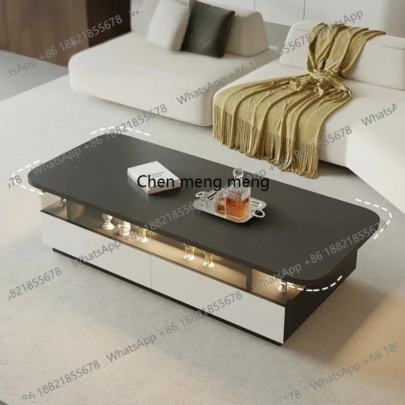 Mesa de centro nórdica de almacenamiento de tapa dura, diseño moderno de lujo, mesa de centro blanca y negra, muebles Auxiliares italianos minimalistas