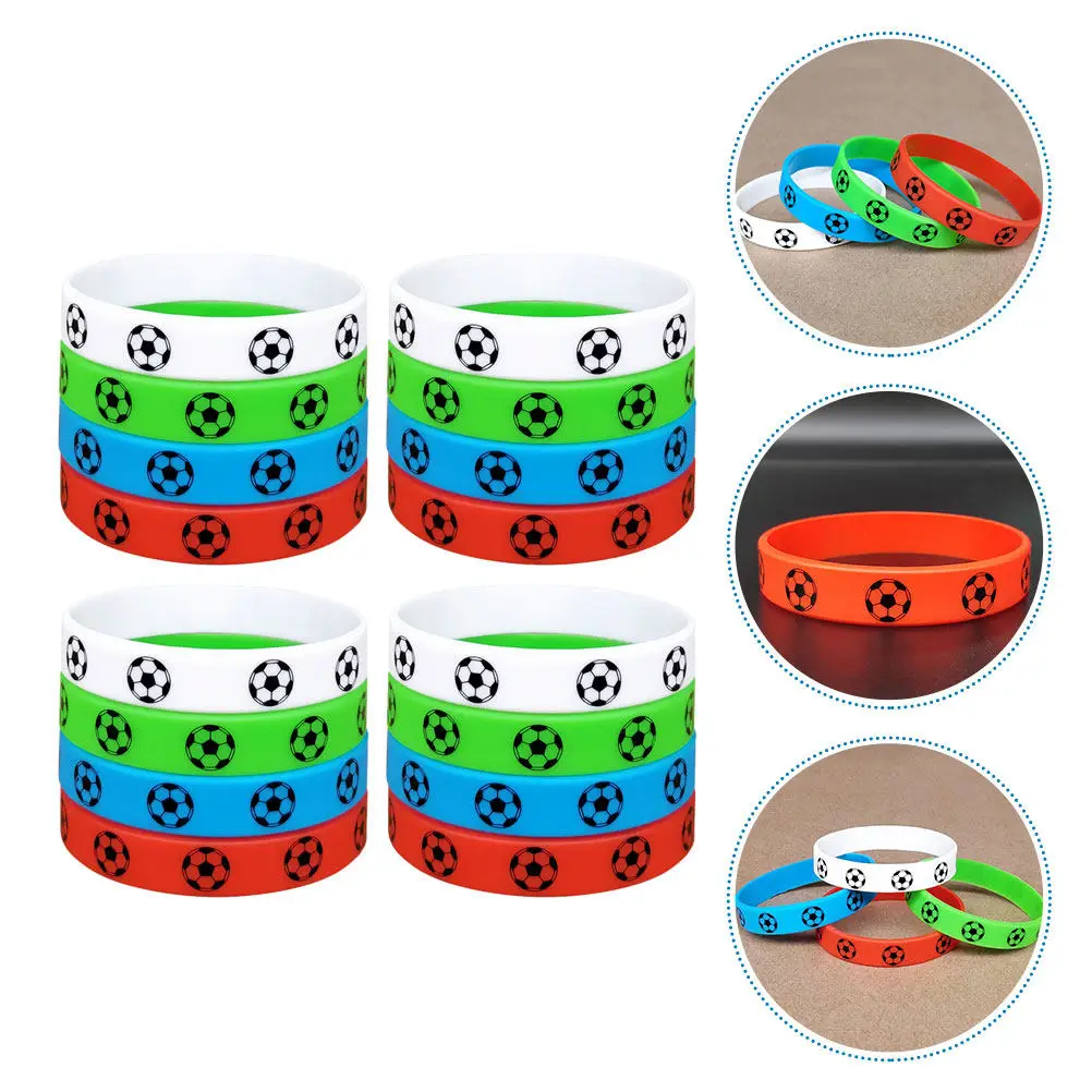 

16Pcs Football Silicone Wristbands Soccer Bracelets Wear Resistant Sports Accessory Fans Team Game Compact Comfortable Wristband