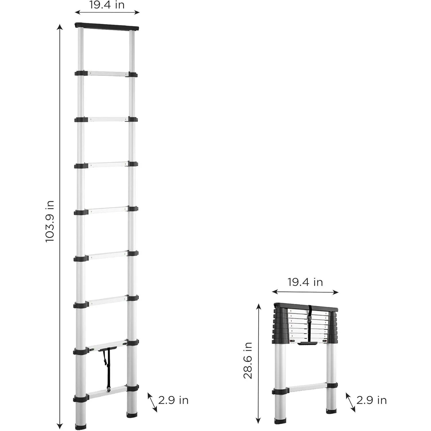 Telescoping Aluminum Ladder with top Cap (300-lb Capacity, 8.5 ft. Ladder with 12 ft Max Reach)